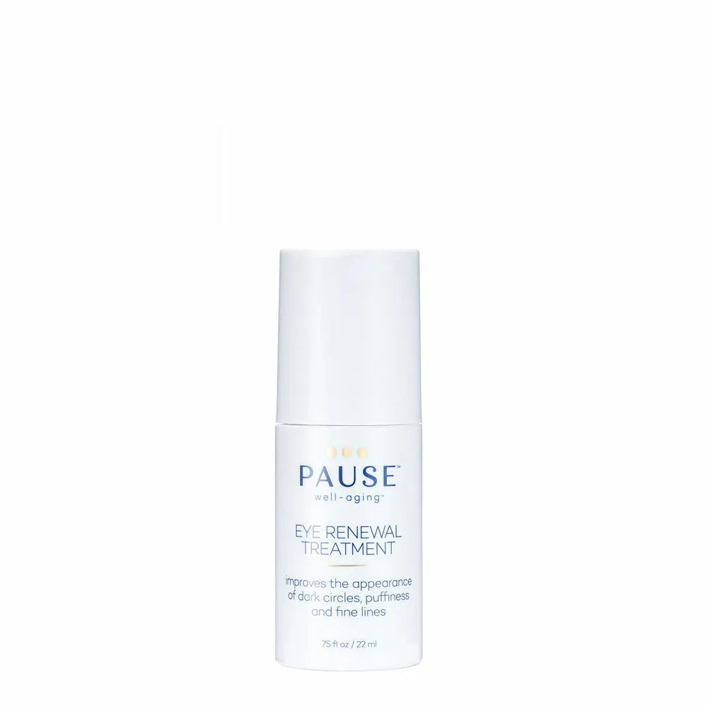 Pause Eye Renewal Treatment white bottle for dark circles and puffiness