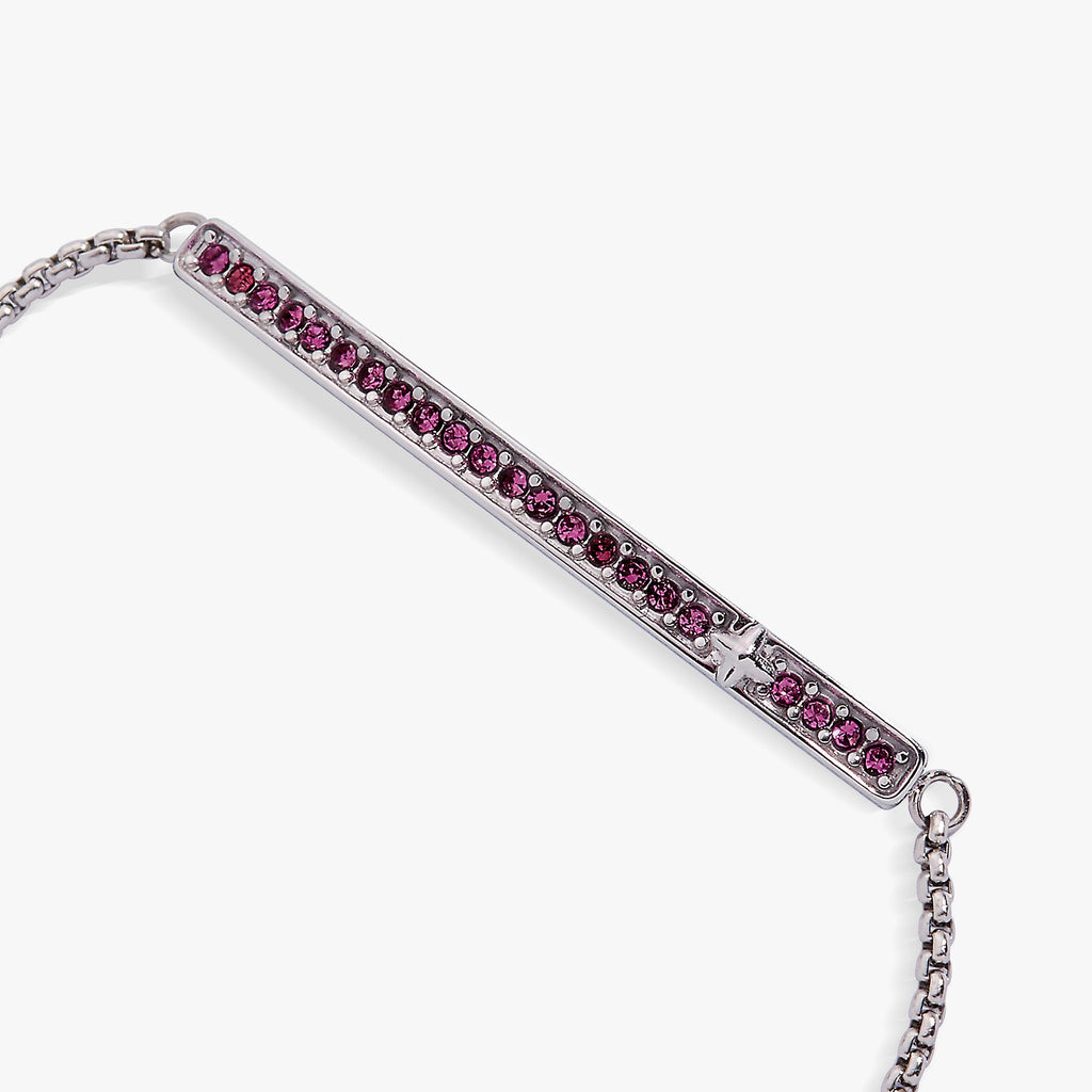 February Amethyst Birthstone Pave Bolo Bracelet in Gold Tone