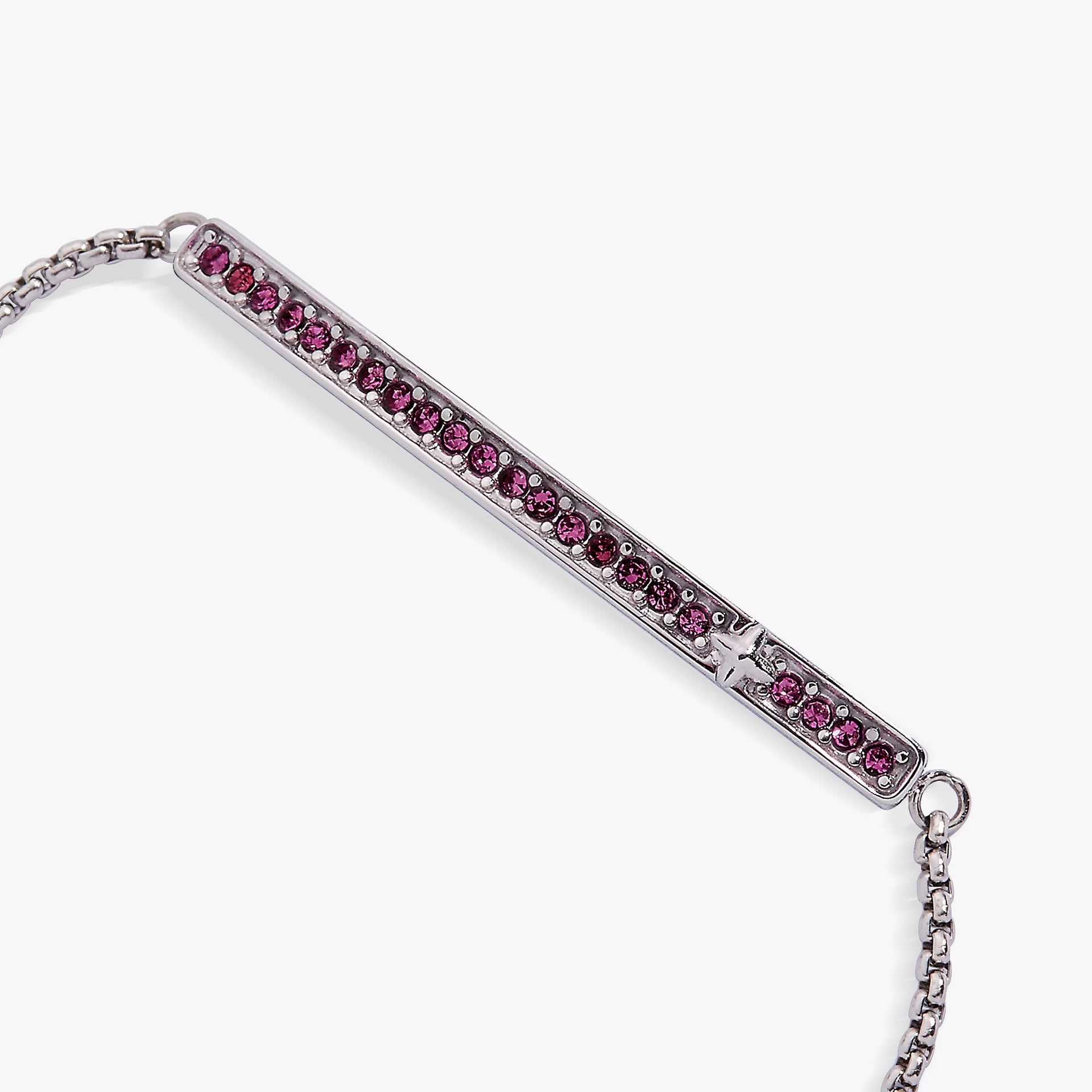 February Amethyst Birthstone Pave Bolo Bracelet in Gold Tone