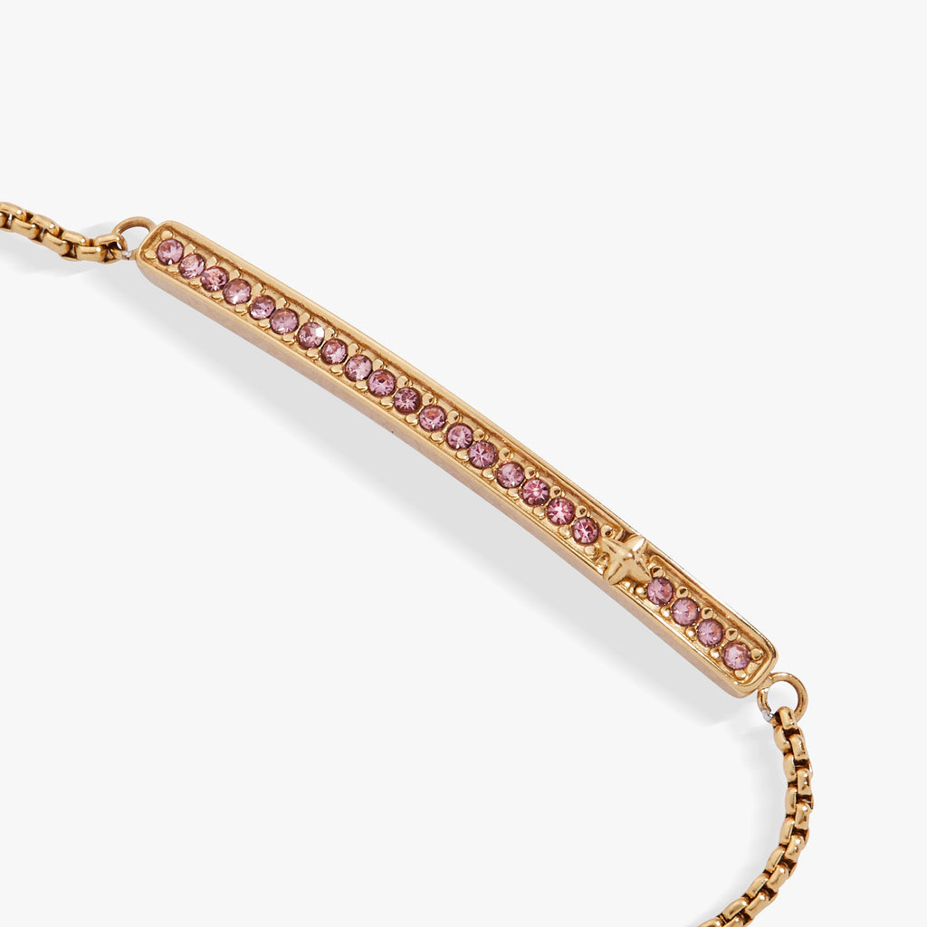 June Birthstone Pave Bolo Bracelet in Gold, Modern Minimalist Style
