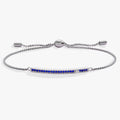 Adjustable bolo bracelet with sapphire-colored September birthstone and pave accents