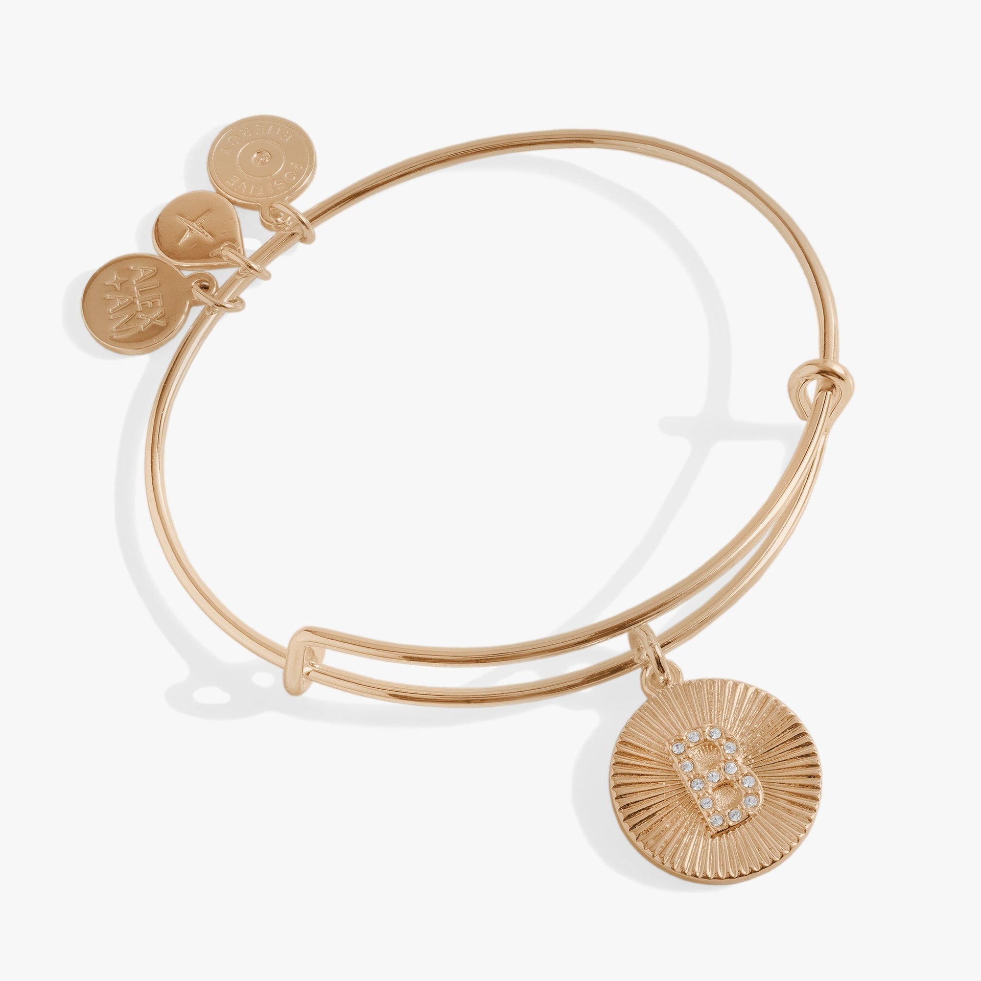 Initial B Pavé Starburst Texture Bangle in metallic finish