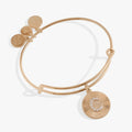 Close up of an Initial C Pave Starburst Texture Bangle bracelet with crystal charm