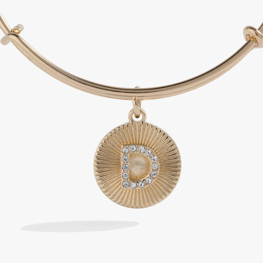 Initial D Pavé Starburst Texture Bangle Bracelet