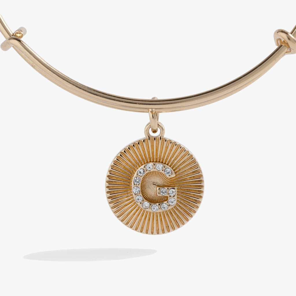 Initial G Bangle Bracelet with Pavé Crystal Starburst Charm