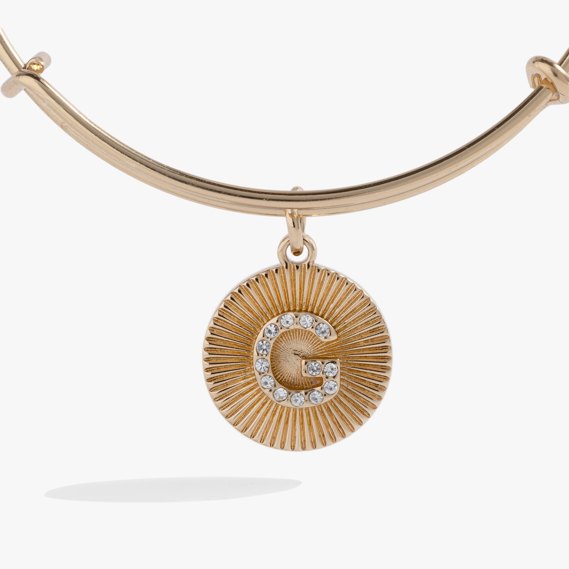 Initial G Bangle Bracelet with Pavé Crystal Starburst Charm
