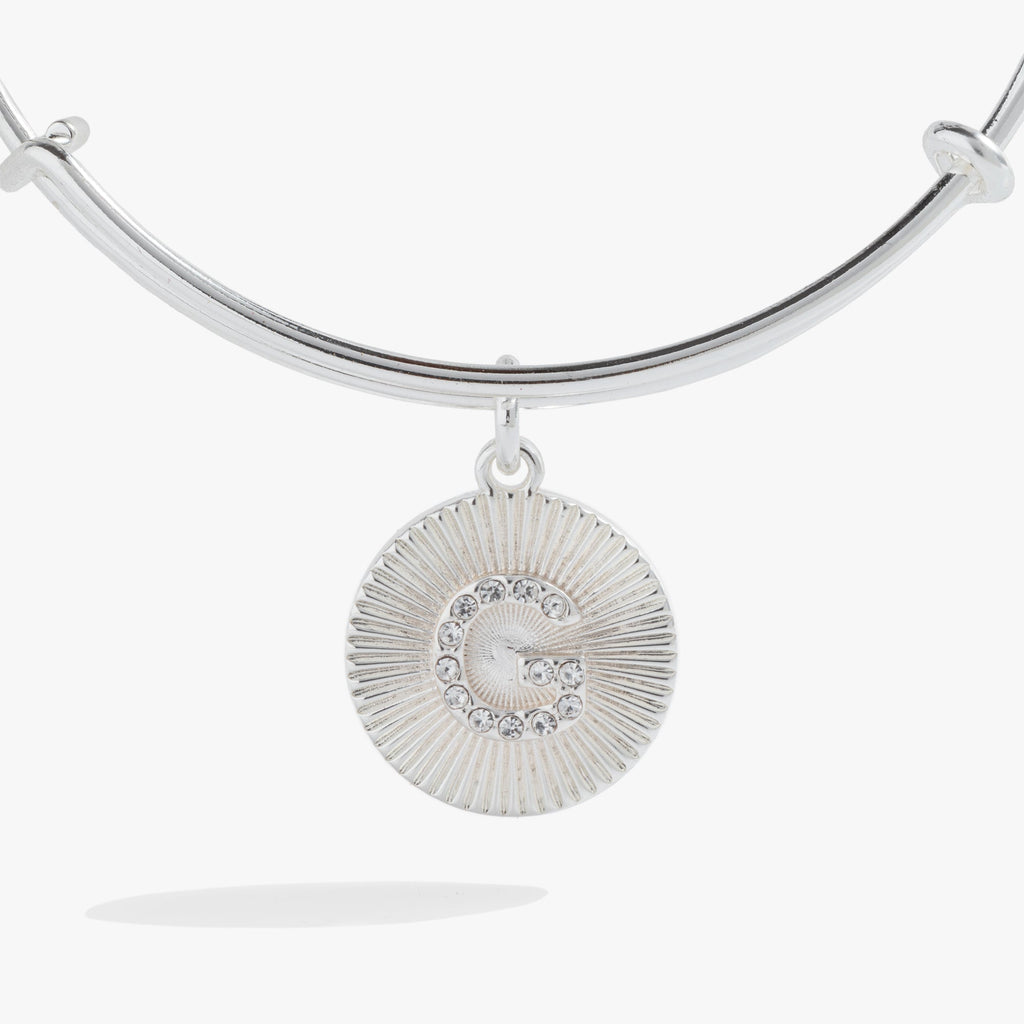 Initial G Bangle Bracelet with Pavé Crystal Starburst Charm