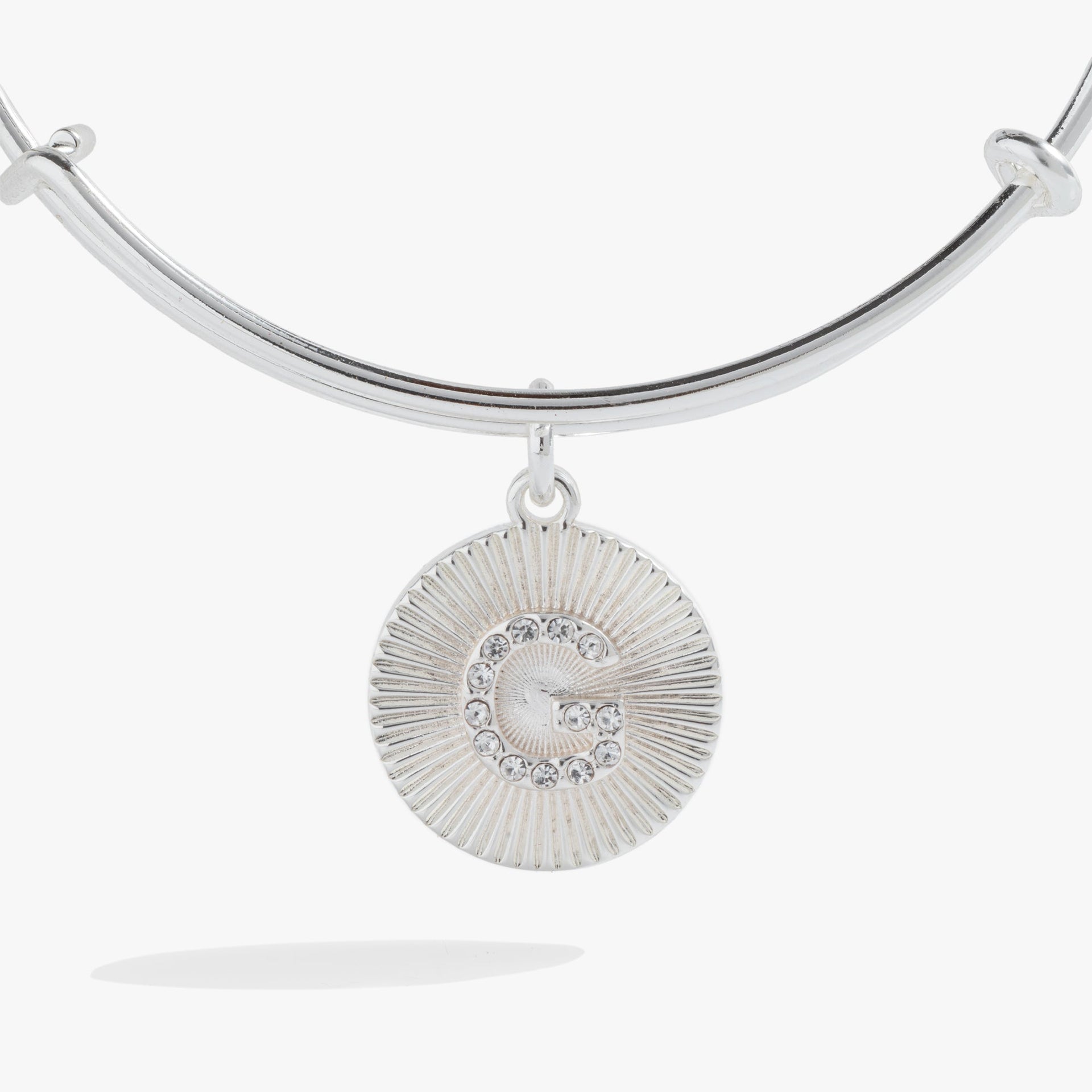 Initial G Bangle Bracelet with Pavé Crystal Starburst Charm