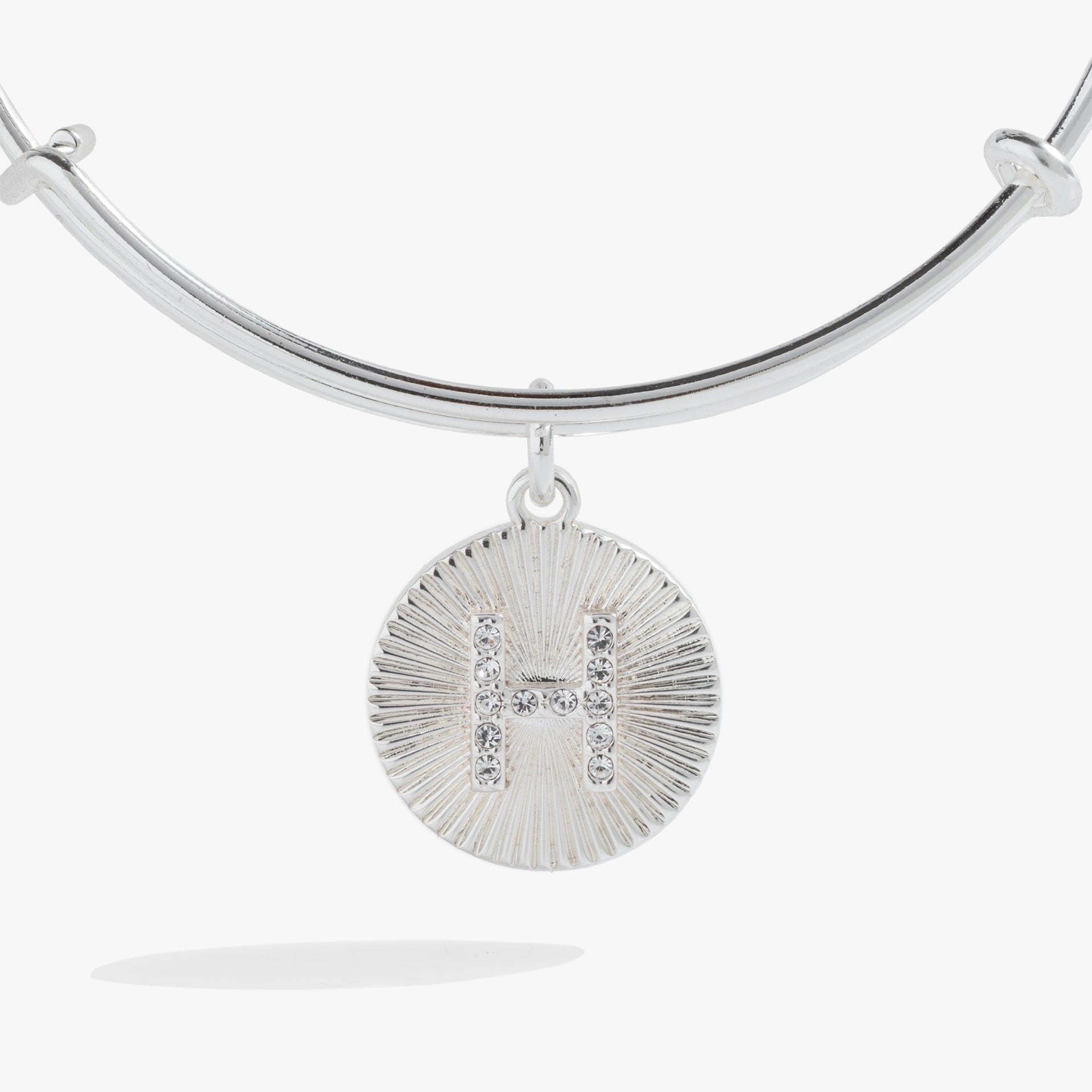 Initial H Pavé Starburst Texture Bangle Bracelet