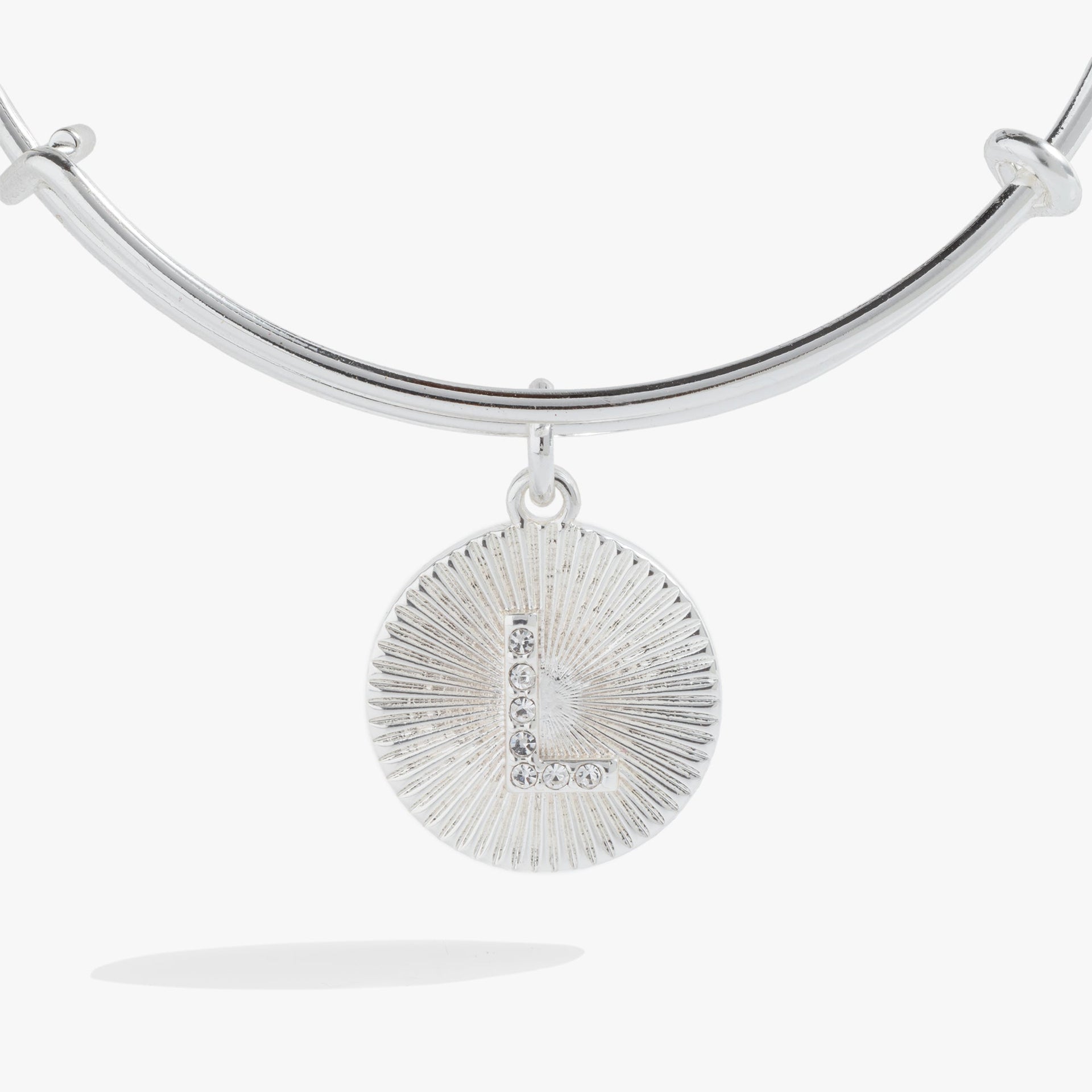 Initial L Bangle Bracelet with Pavé Crystal Starburst Charm