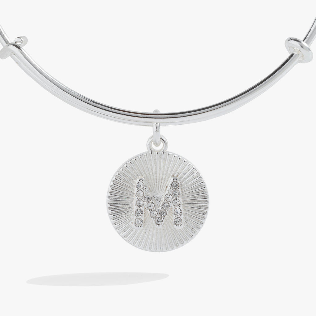 Initial M Pavé Starburst Texture Bangle Bracelet
