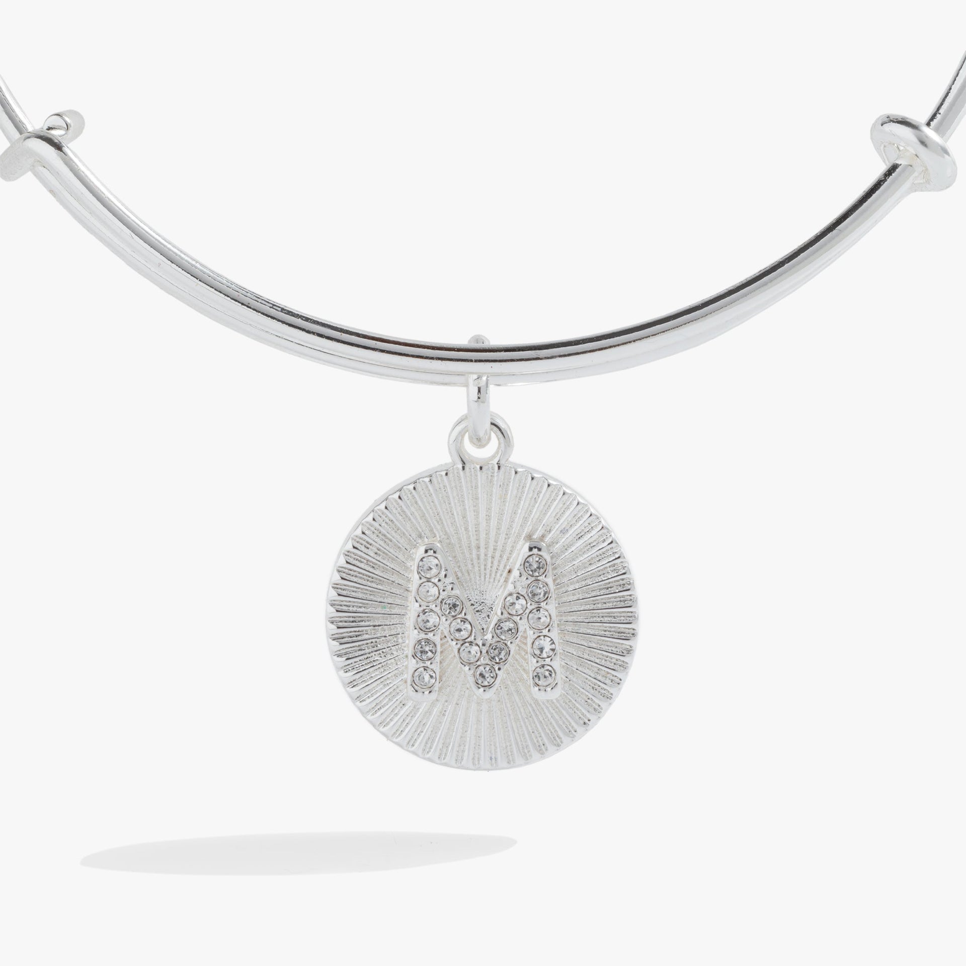 Initial M Pavé Starburst Texture Bangle Bracelet