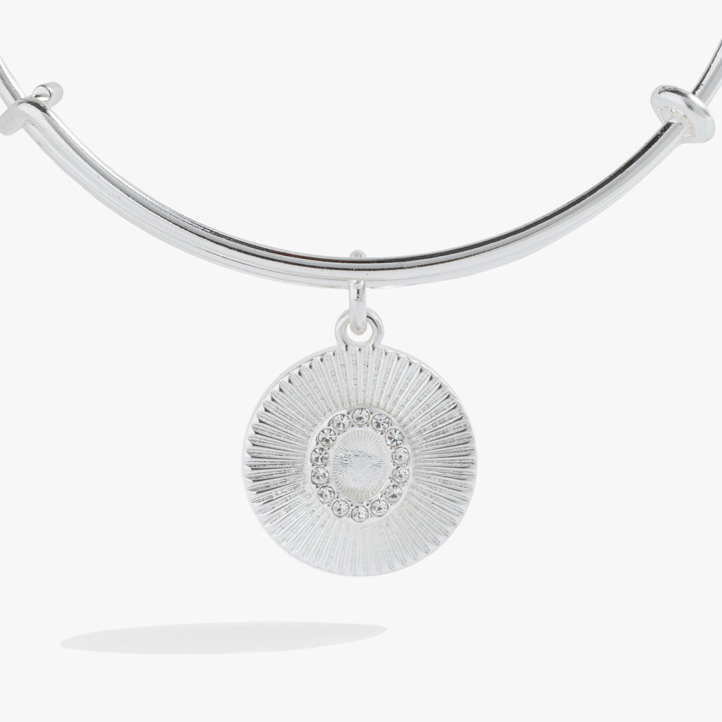 Initial O Pavé Starburst Texture Bangle Bracelet