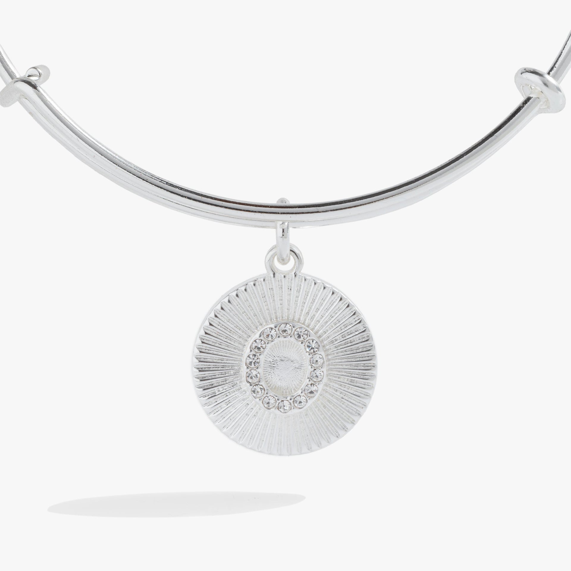 Initial O Pavé Starburst Texture Bangle Bracelet