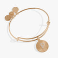 Initial P Pave Starburst Texture Bangle in gold and silver