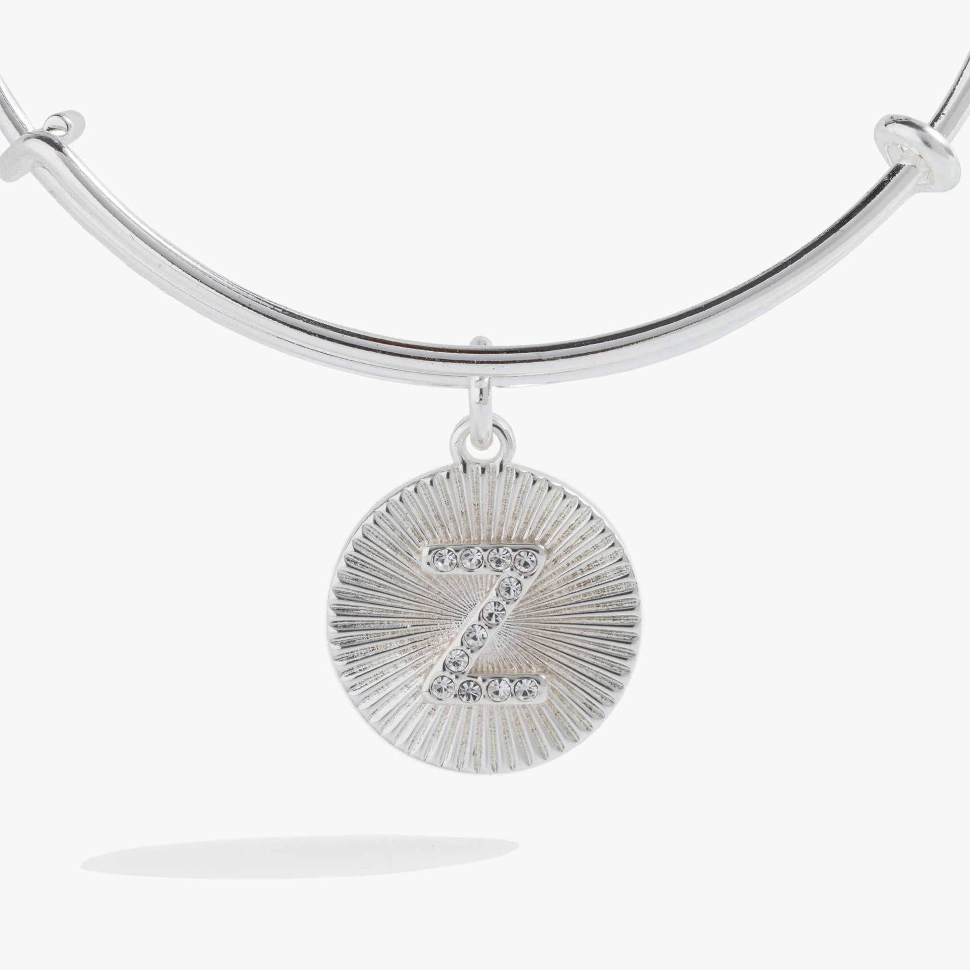 Initial Z Pavé Starburst Bangle Bracelet in Gold and Silver