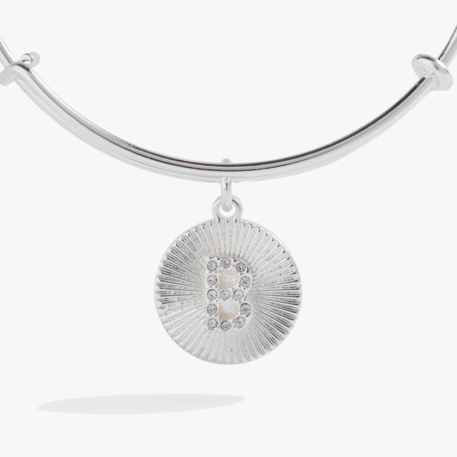 Initial B Pavé Starburst Bangle Bracelet in Gold and Silver