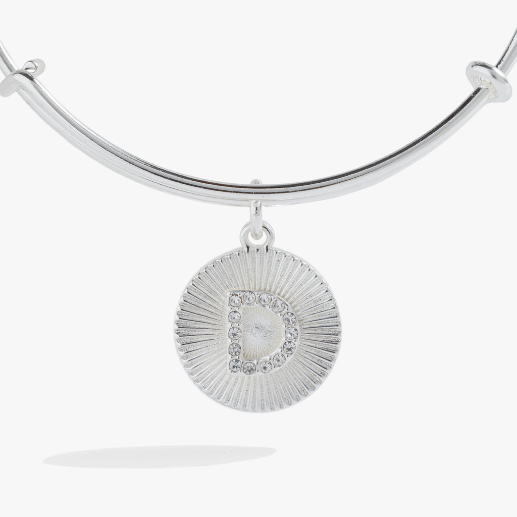 Initial D Pavé Starburst Texture Bangle Bracelet
