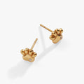 A pair of dainty Crystal Paw Mini Stud Earrings featuring heart-shaped crystals on a post backing.