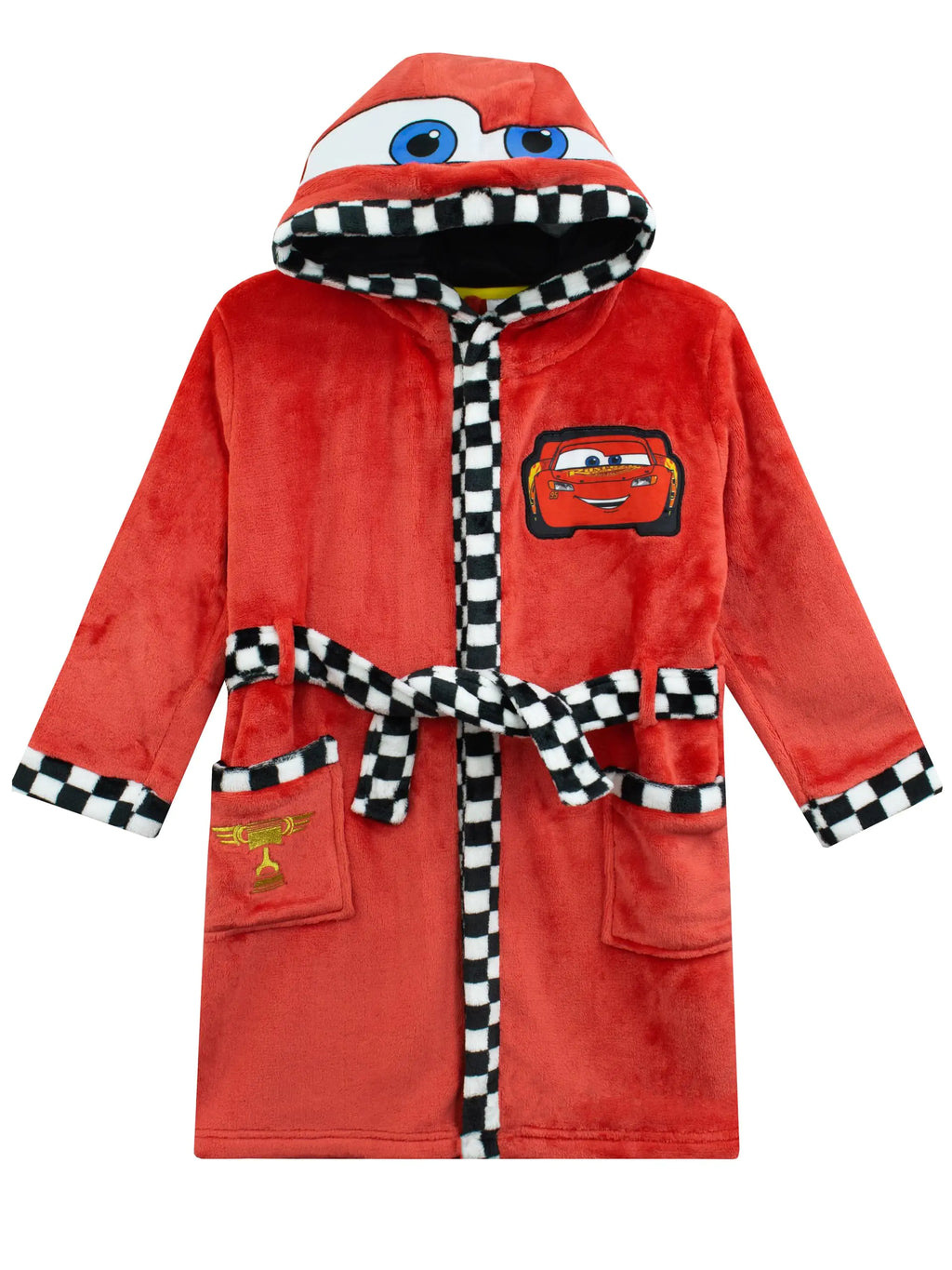 Disney Cars Boys Robe | Hooded Boys Bathrobe | Cars Boys House Robe | Lightning McQueen Clothes Red Size 2T