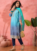 Vegaa Fashion Sky Blue Chinon Silk Embroidered Salwar Suit