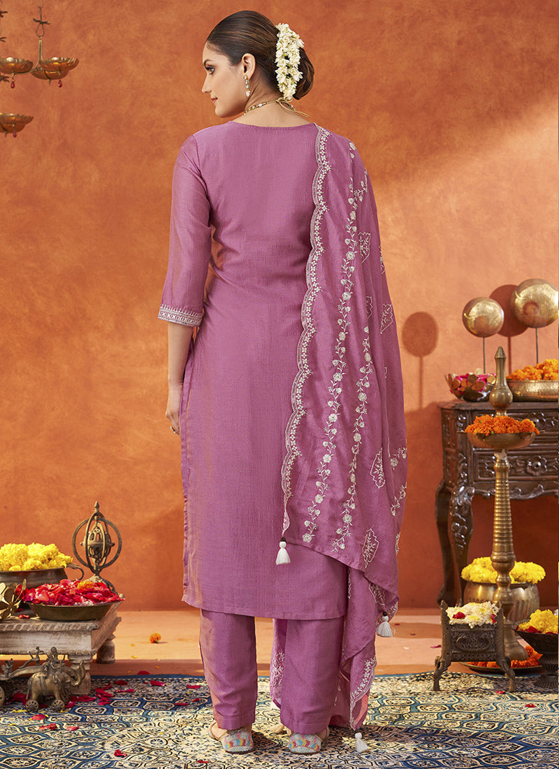Vegaa Fashion Pink Silk Blend Embroidered Designer Salwar Suit