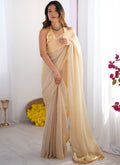 Vegaa Fashion Cream Organza With Lace Work Designer Saree