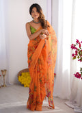Vegaa Fashion Yellow Organza With Lace Work Designer Saree