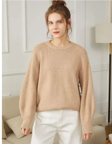 Women's Thick Ribbed Knit Crew Neck Sweater for Autumn Winter - Image 10