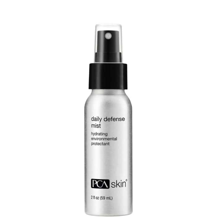 2 fl oz bottle of PCA Skin Daily Defense Mist, a hydrating environmental protectant for the face.