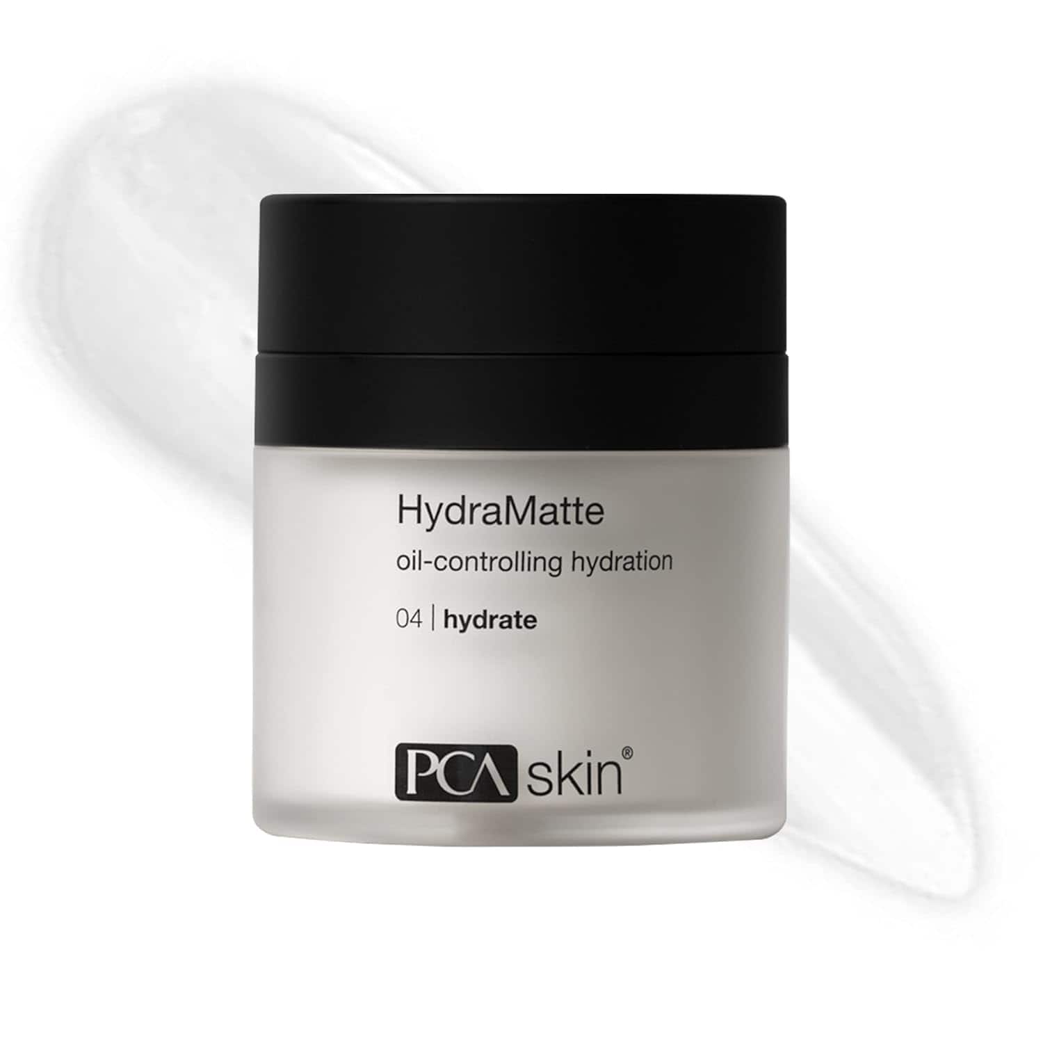 PCA Skin HydraMatte oil-controlling moisturizer in white and black 1.8 oz packaging.
