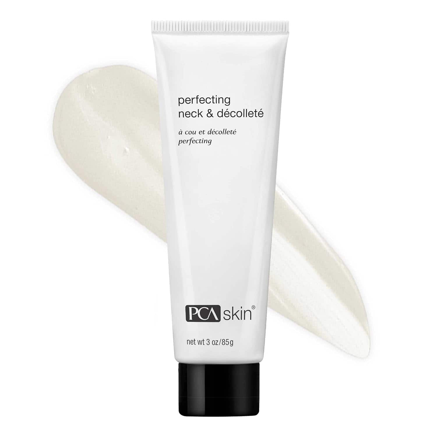 3 oz jar of PCA Skin Perfecting Neck & Decollete cream for firming and hydrating skin.