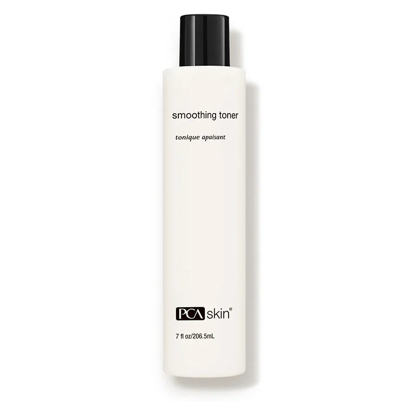 PCA Skin Smoothing Toner bottle in minimalist black and white packaging, 7 fl oz