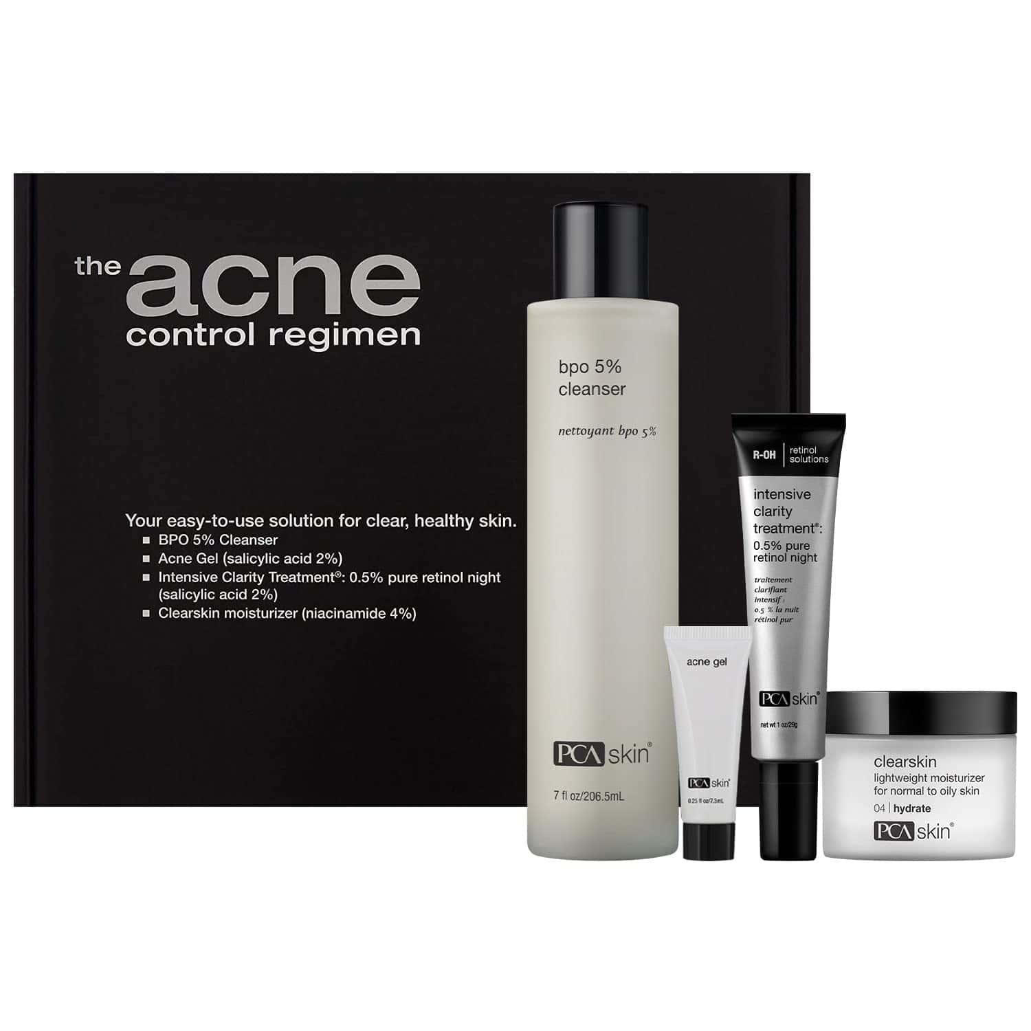 PCA Skin Acne Control Regimen kit featuring four skincare products