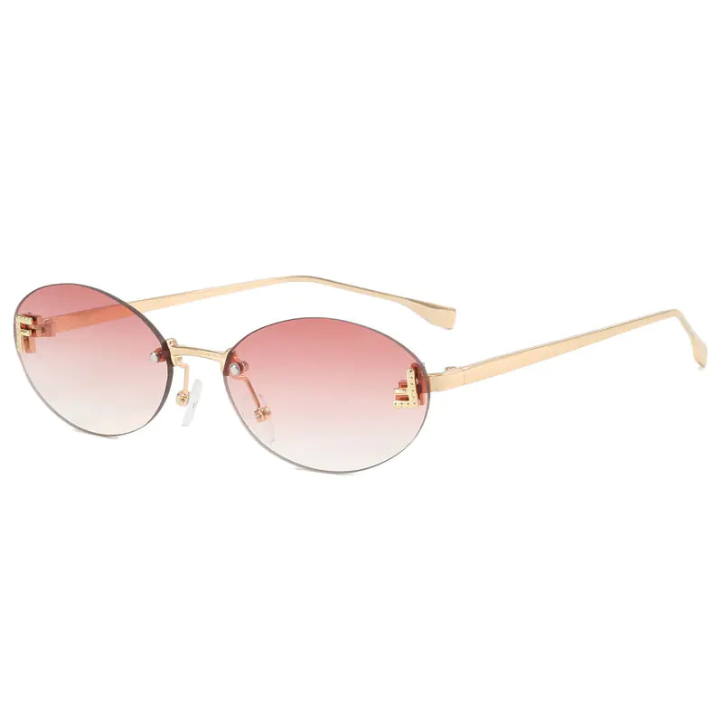 Trendy Women's Oval Metal Sunglasses by F Brand