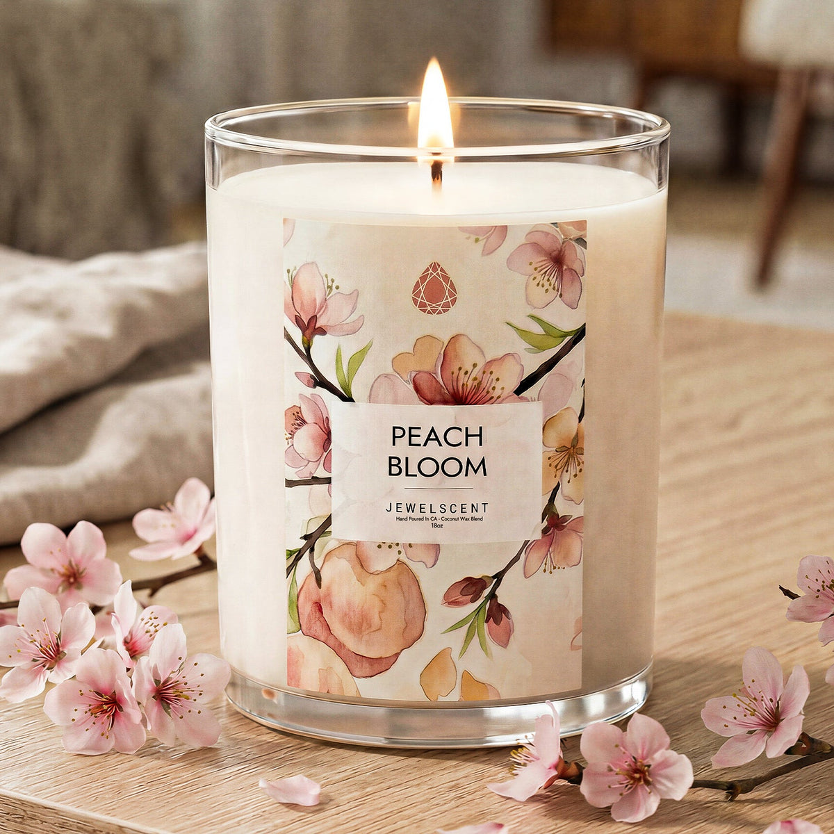 Peach Bloom 18oz Candle Only • No Jewelry Inside