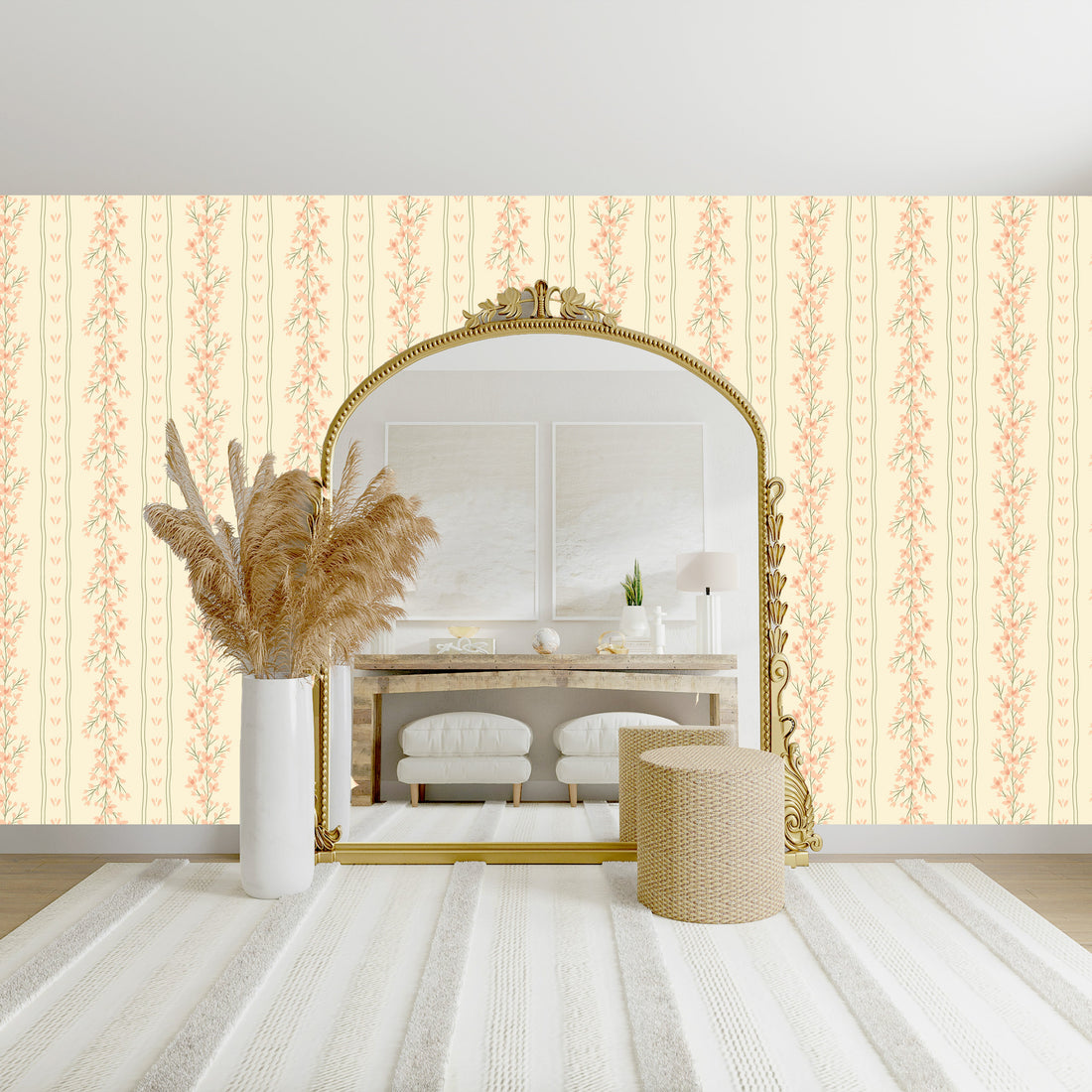 Scottie Wallpaper – Modern Farmhouse Brown, Tan, Pink & White