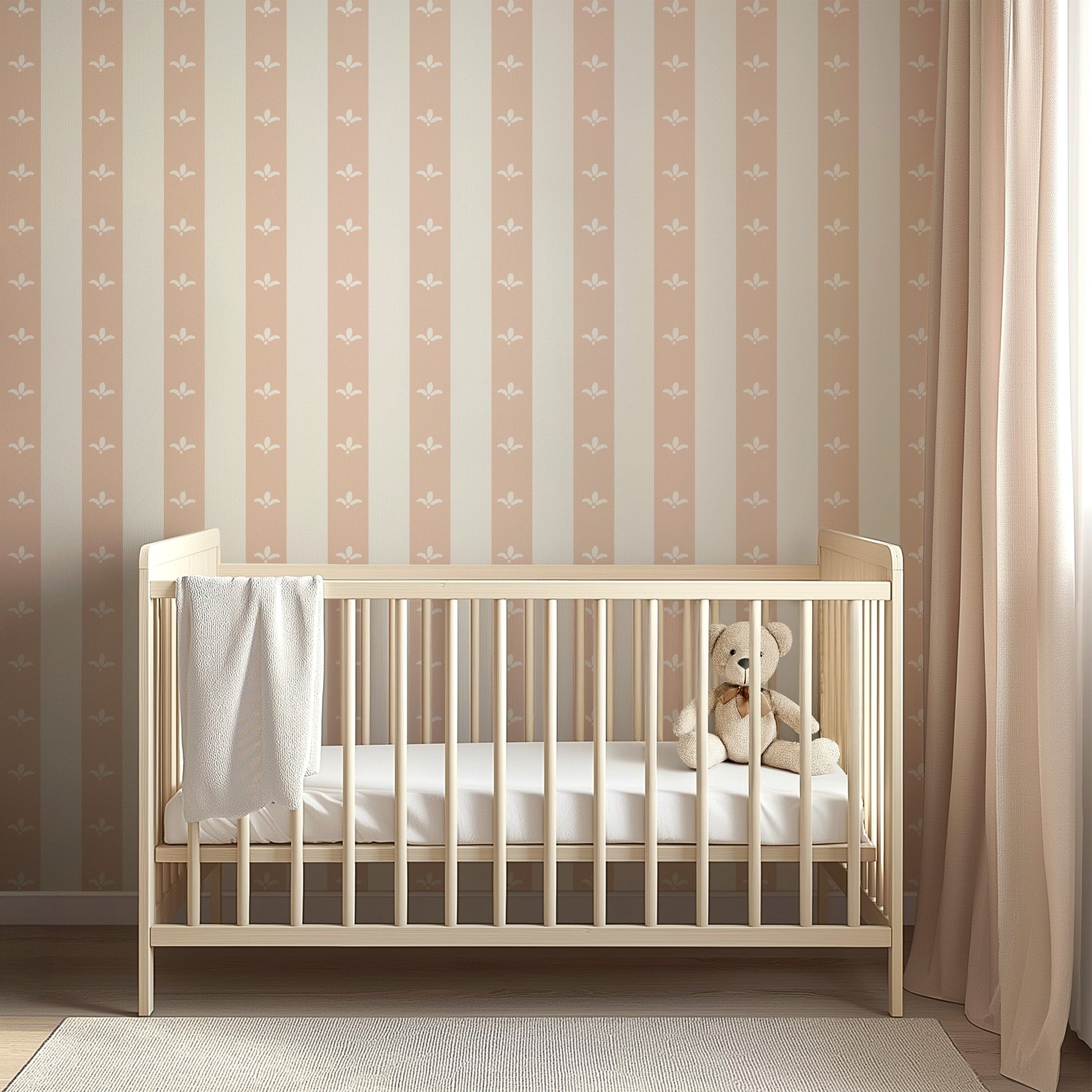 Boden Striped Wallpaper in Beige, Gold, Blue and White