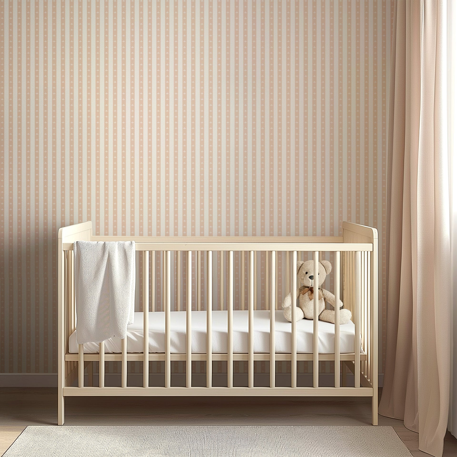 Boden Striped Wallpaper in Beige, Gold, Blue and White