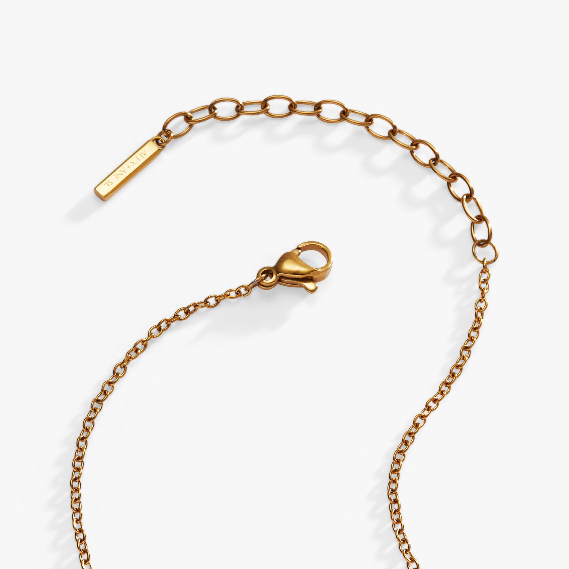 Pearl and Crystal Inline Pendant Necklace in Gold-Tone Stainless Steel