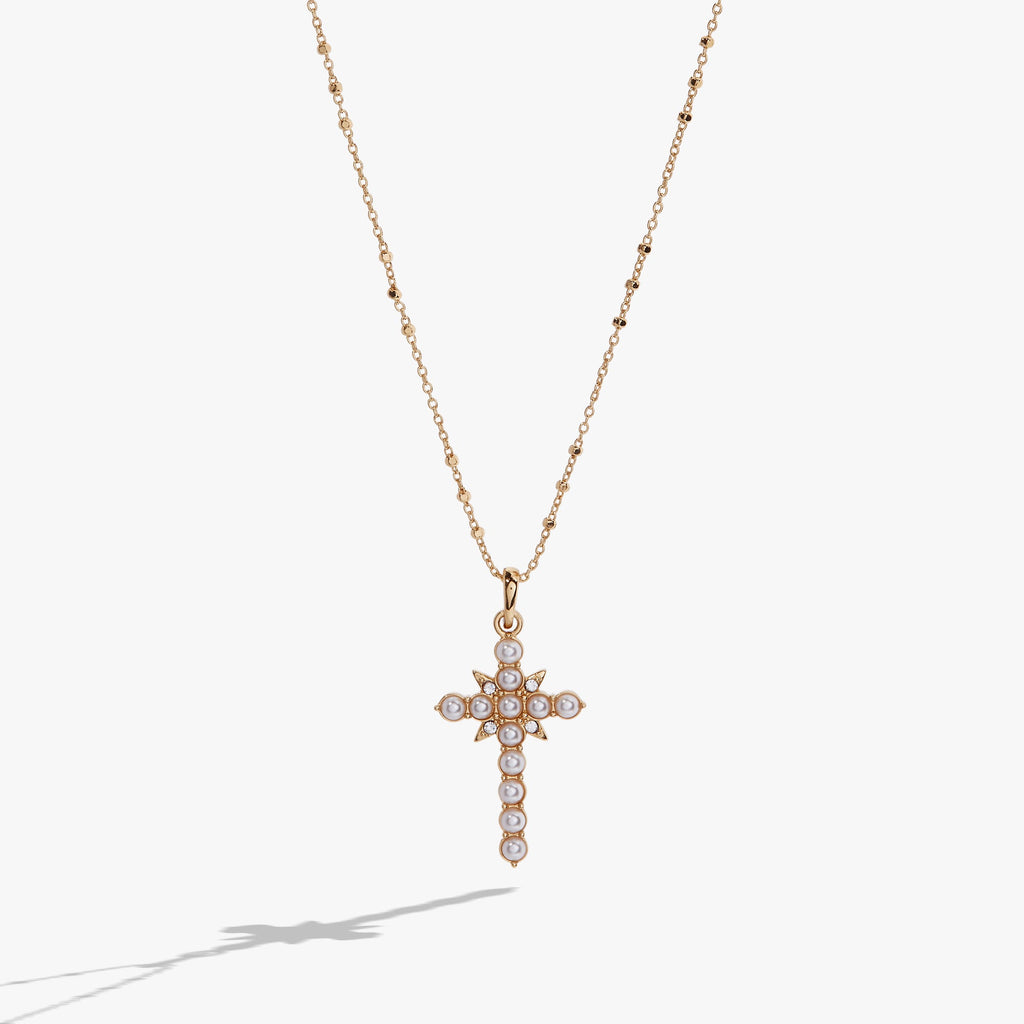 Divine Guides Cross Pendant Necklace in Silver and Gold