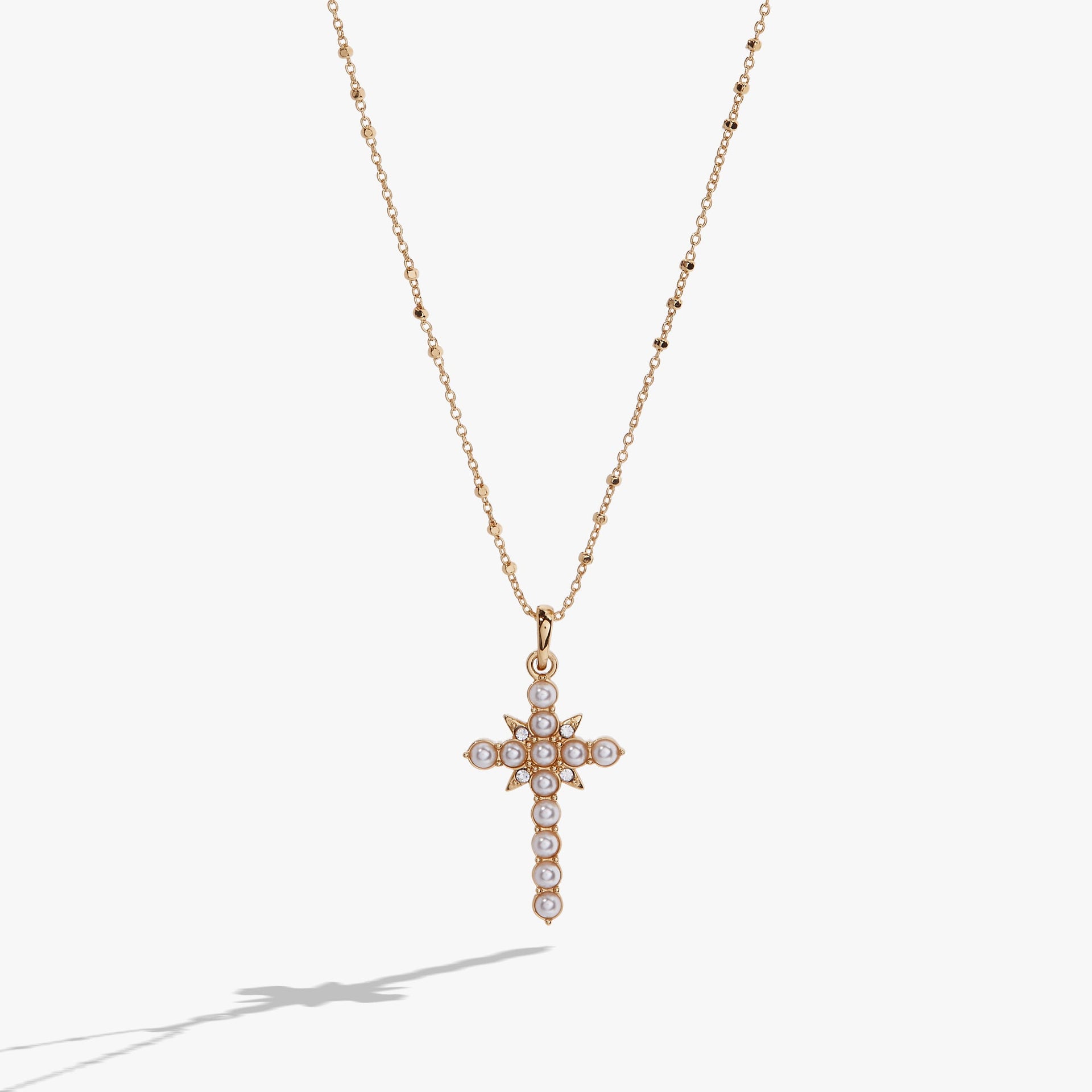 Divine Guides Cross Pendant Necklace in Silver and Gold