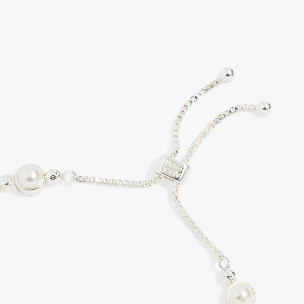 Pearl Bolo Beaded Bracelet with Adjustable Slider Closure