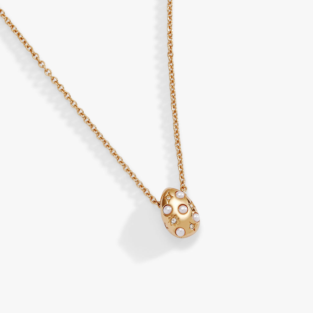 Pearl and Crystal Pendant Necklace with Etched Starburst Detail