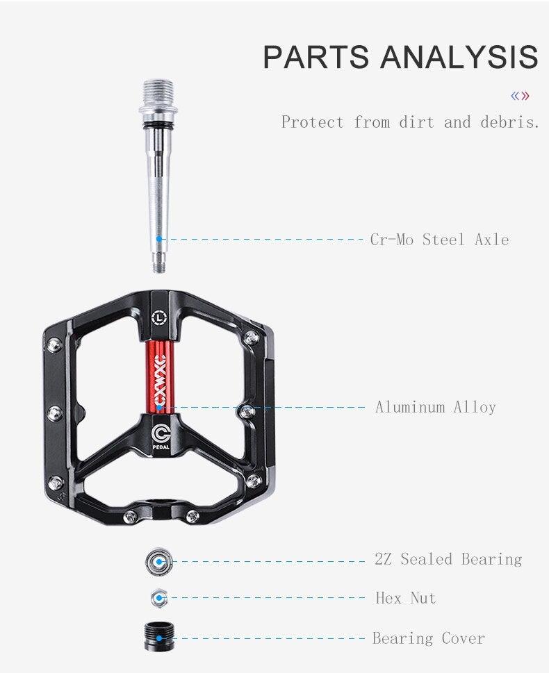 Advanced 4-Bearing Aluminum Flat Platform Mountain Bike Pedals