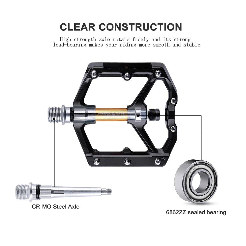 Advanced 4-Bearing Aluminum Flat Platform Mountain Bike Pedals