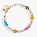 PEEPS Chick and Bunny Beaded Bangle with enamel charms and pearl accents on a gold-plated expandable band