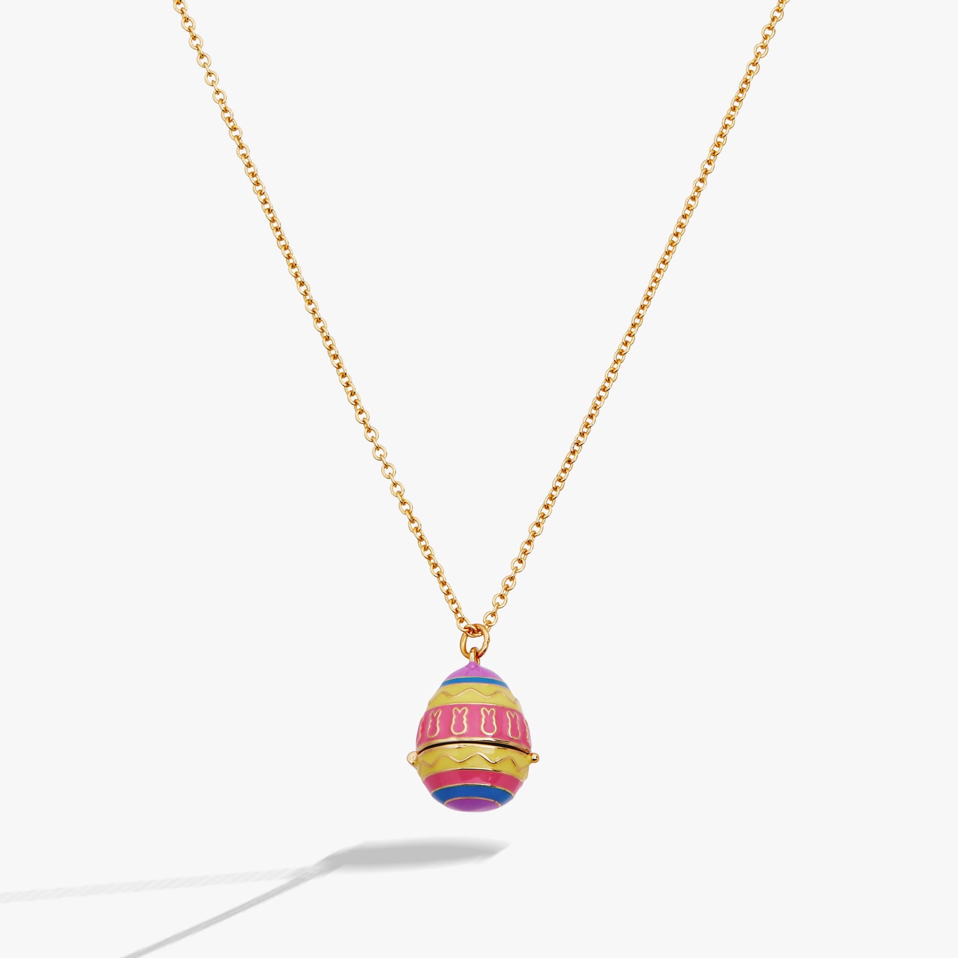 PEEPS Easter egg pendant necklace in multi-color enamel with a gold-plated chain