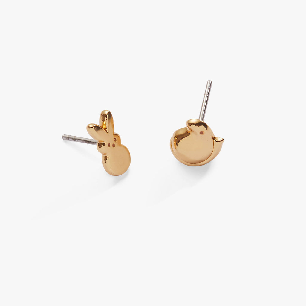 PEEPS® Bunny and Chick Stud Earrings in Gold-Tone
