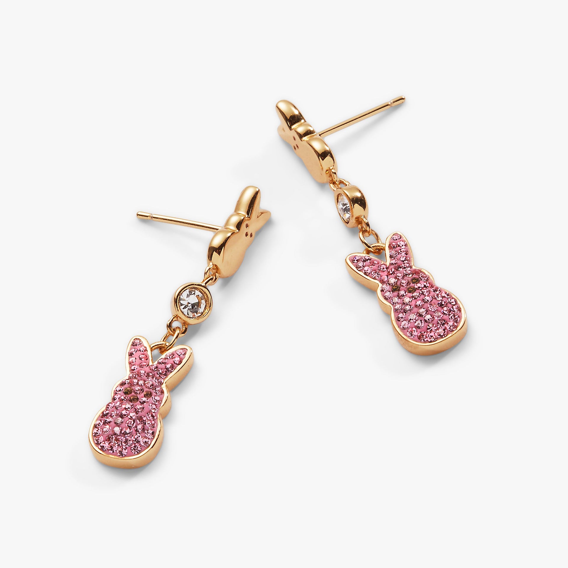 PEEPS® Statement Earrings with Pavé Crystals in Gold and Pink